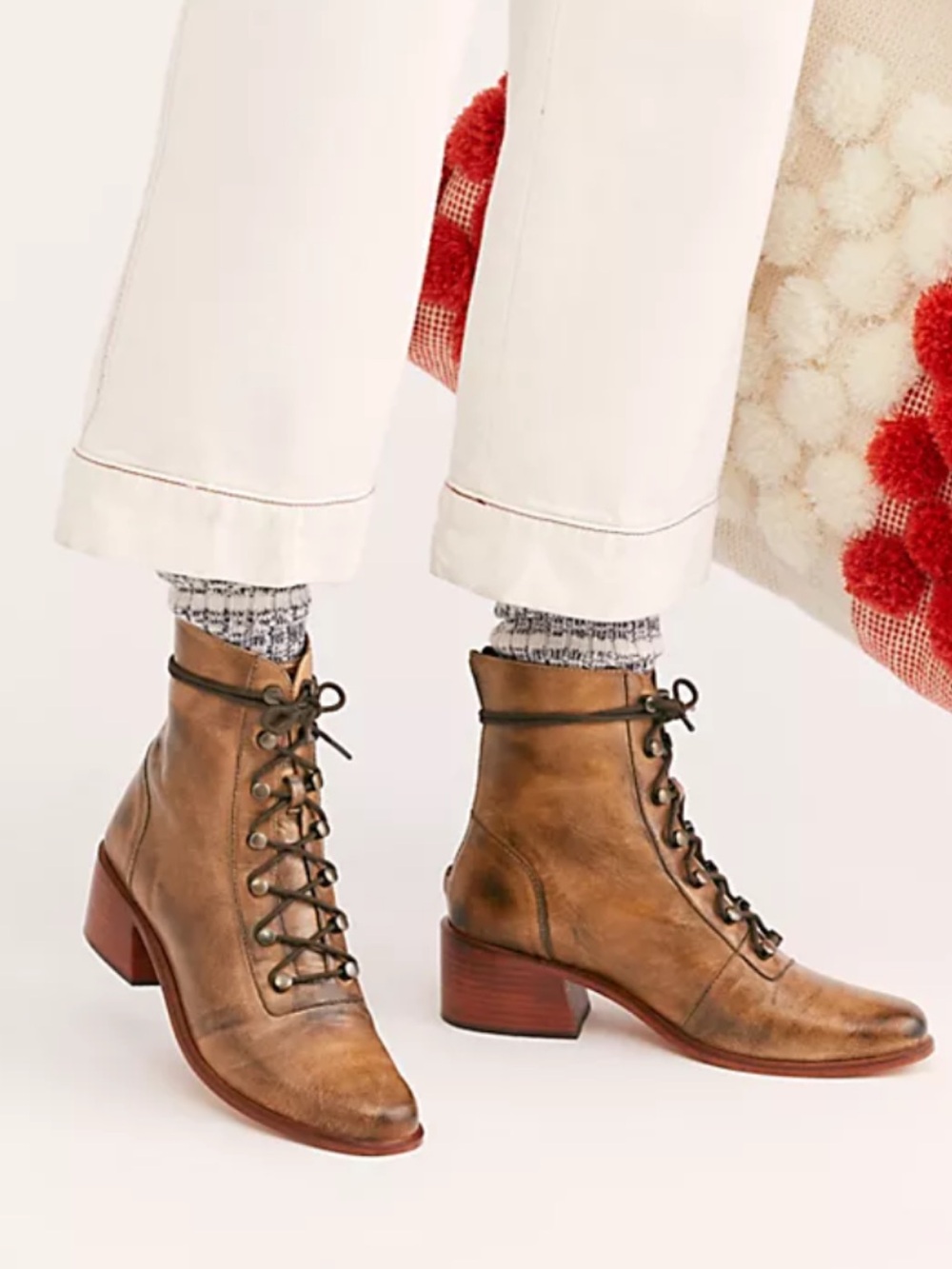 Free People Eberly leather lace up ankle boots size 38 (7.5)